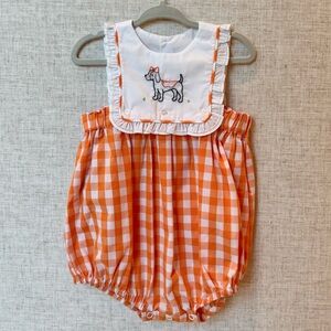 Orange Gingham Baby Romper Smokey University of Tennessee UT Vols Volunteers